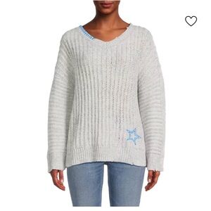 VINTAGE HAVANA
Star Embroidery Drop Shoulder Sweater Size S